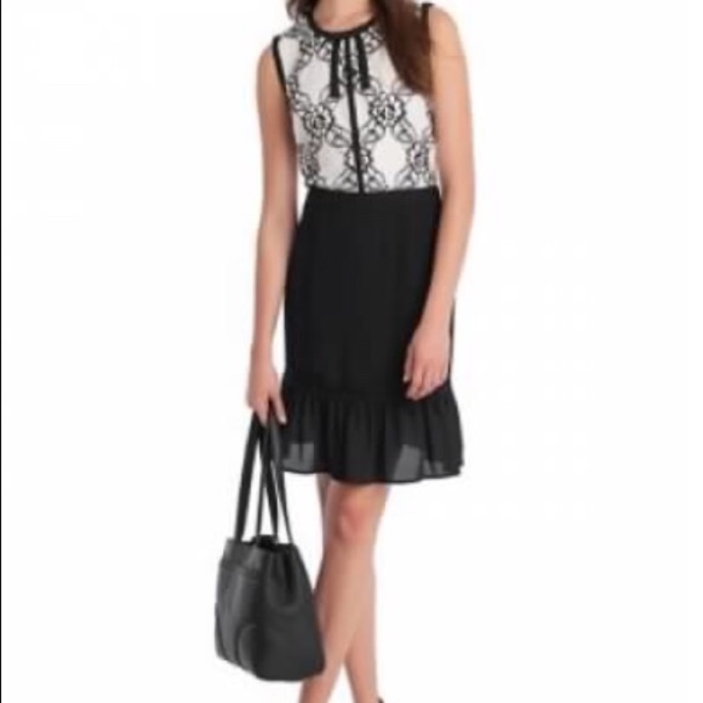 Karl Lagerfeld Paris Black Skirt with Lace Trim